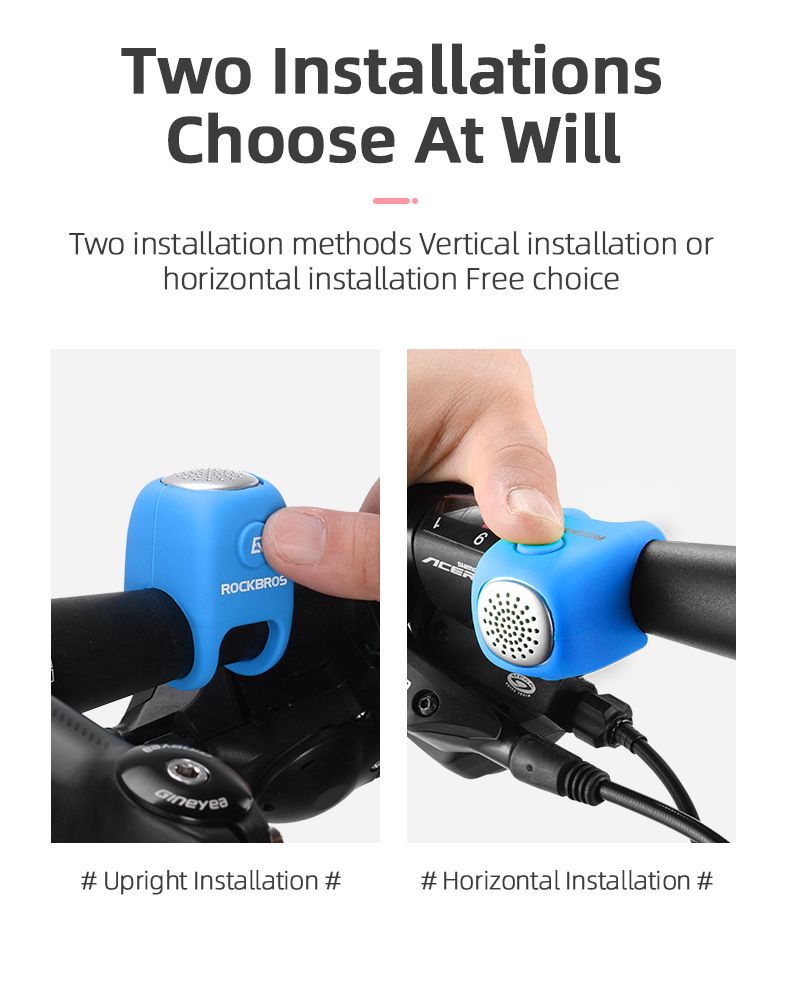 ROCKBROS Campanello elettrico per bicicletta con clacson da 90 dB, design impermeabile, accessorio per manubrio MTB per una guida sicura