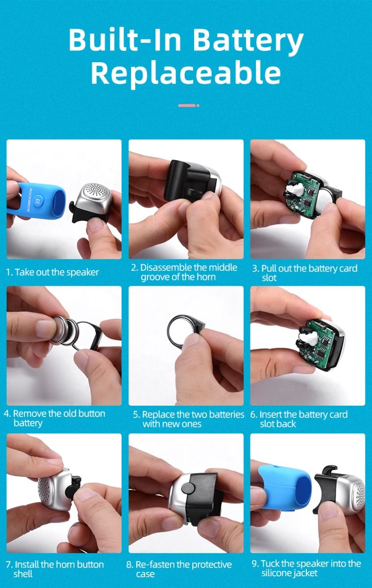 ROCKBROS Campanello elettrico per bicicletta con clacson da 90 dB, design impermeabile, accessorio per manubrio MTB per una guida sicura