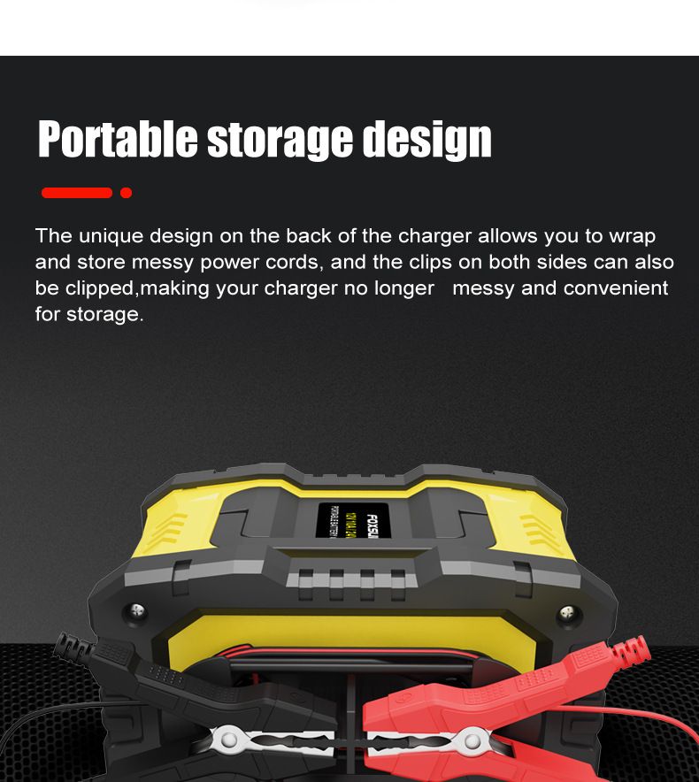FOXSUR Caricabatterie per auto portatile 12V 24V Caricabatterie versatile per AGM LiFePO4 Acido al piombo Moto e Camion