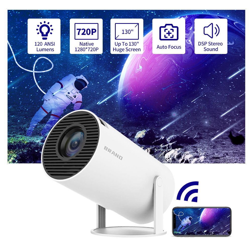 HY300 Proiettore Android Smart Portatile 1280x720P Full HD WiFi 6 Home Theater Versatile per Serate Cinema