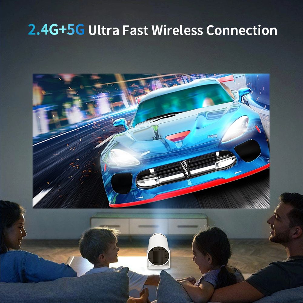 HY300 Proiettore Android Smart Portatile 1280x720P Full HD WiFi 6 Home Theater Versatile per Serate Cinema