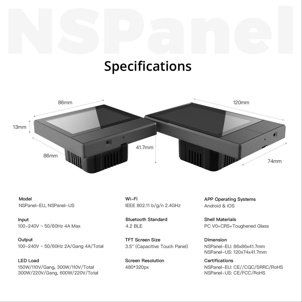 SONOFF NSPanel Interruttore Intelligente per Scene WiFi, Controllo All-in-One con Schermo Touch per Automazione Domestica