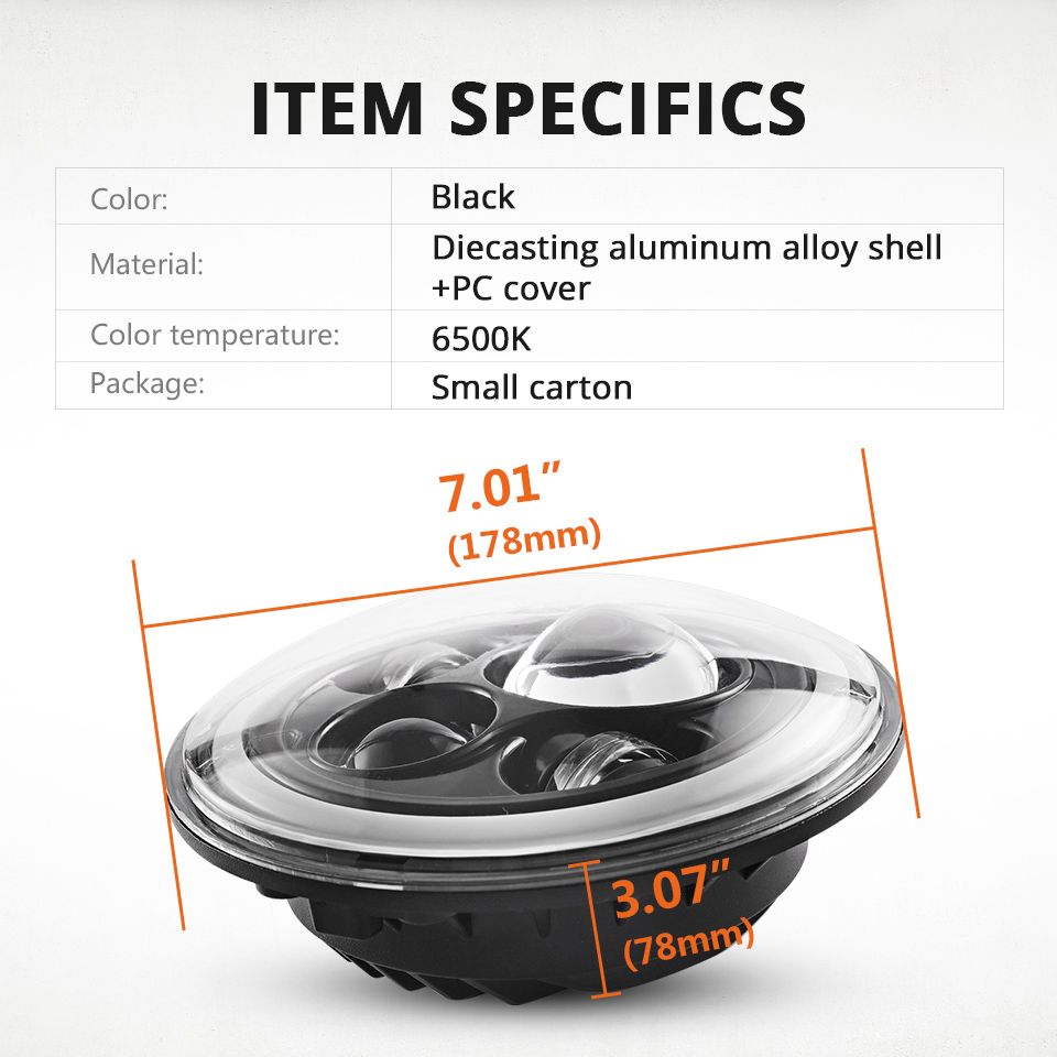 Faro LED per moto da 7 pollici per Jeep Wrangler Lada Niva 4x4, con luce gialla e bianca brillante, occhio d'angelo, design resistente alle intemperie.