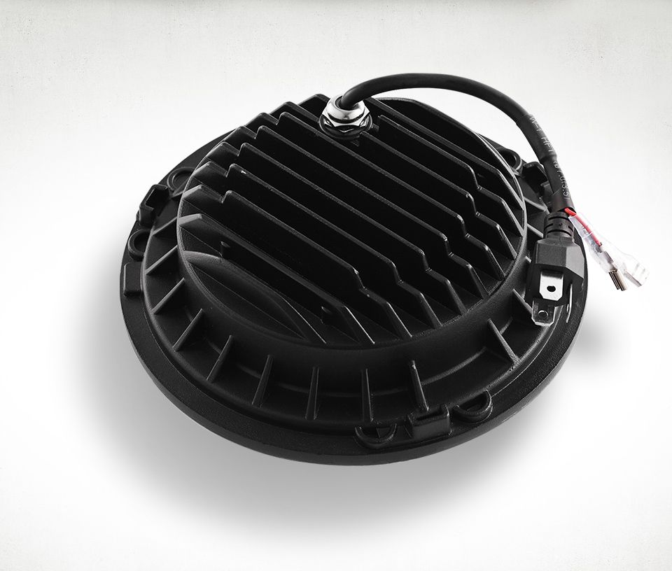 Faro LED per moto da 7 pollici per Jeep Wrangler Lada Niva 4x4, con luce gialla e bianca brillante, occhio d'angelo, design resistente alle intemperie.