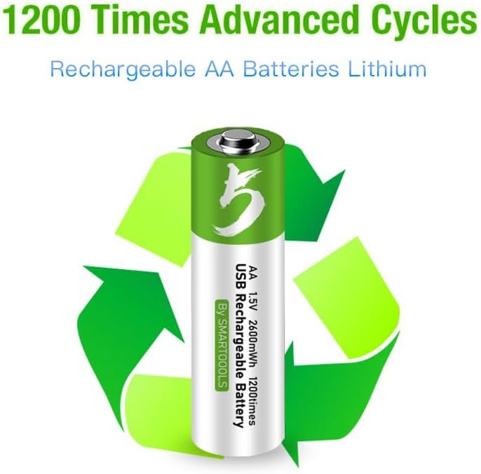 Batterie AA Ricaricabili USB Type-C 2600mWh 1.5V, Lunga Durata e Sostenibile! 4pz