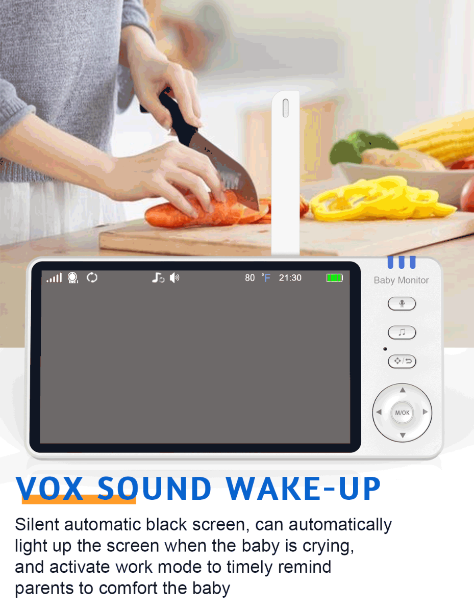 ABM501 Videocitofono per bambini 2.4G Wireless 5.0 Pollici LCD Visione Notturna Audio Bidirezionale per la Sicurezza della Famiglia