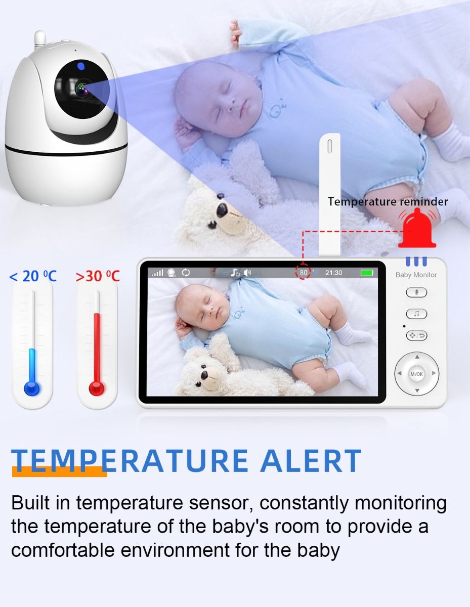 ABM501 Videocitofono per bambini 2.4G Wireless 5.0 Pollici LCD Visione Notturna Audio Bidirezionale per la Sicurezza della Famiglia