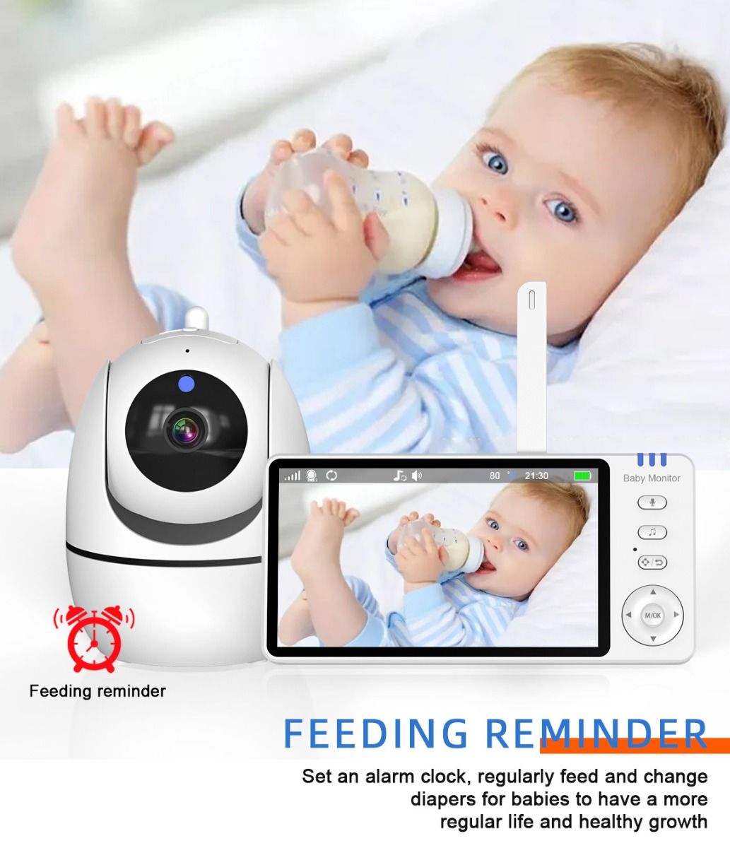 ABM501 Videocitofono per bambini 2.4G Wireless 5.0 Pollici LCD Visione Notturna Audio Bidirezionale per la Sicurezza della Famiglia