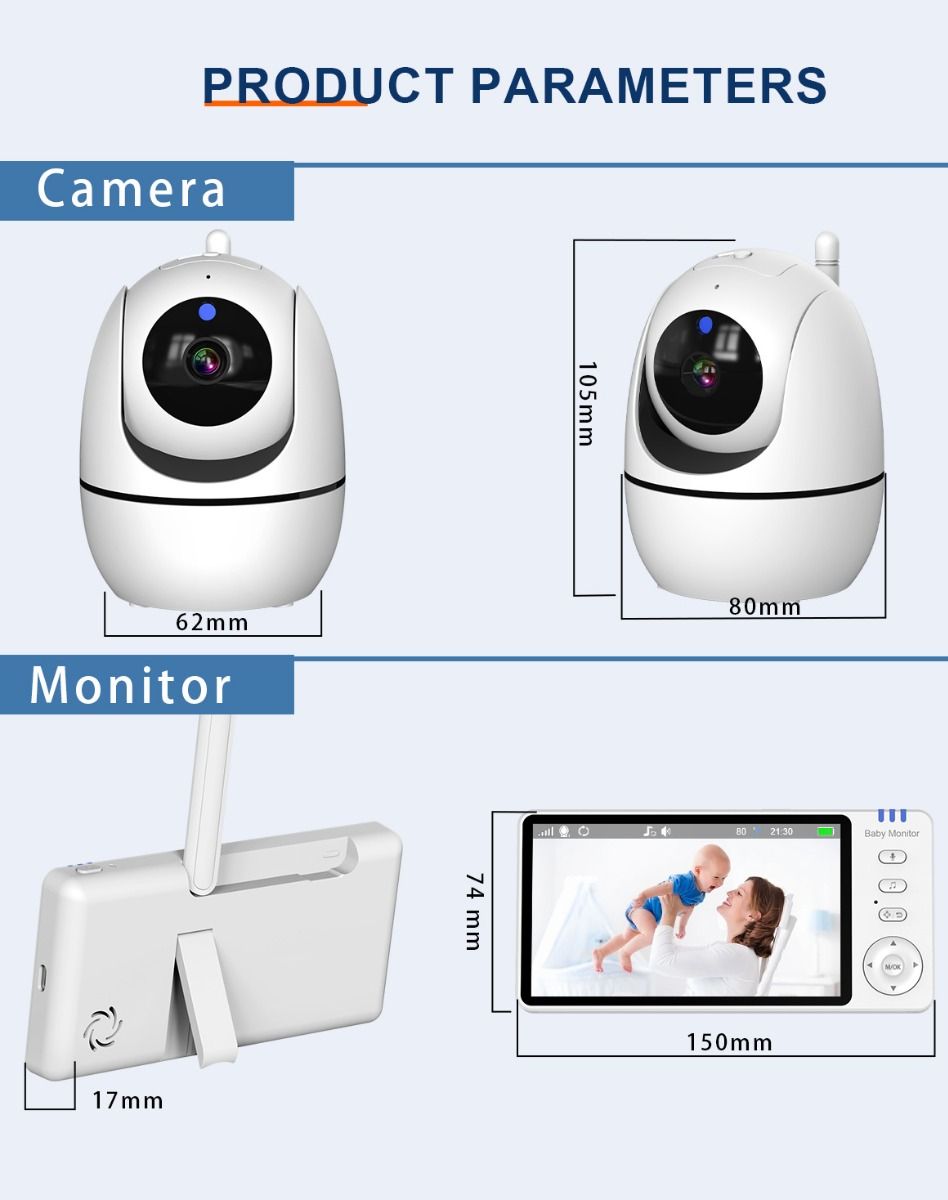 ABM501 Videocitofono per bambini 2.4G Wireless 5.0 Pollici LCD Visione Notturna Audio Bidirezionale per la Sicurezza della Famiglia