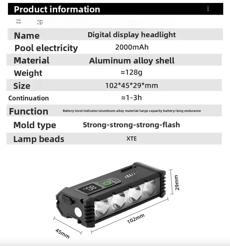 ACRUNU Luce per bici LED Ricaricabile USB - 4 Modalità Faro per bicicletta