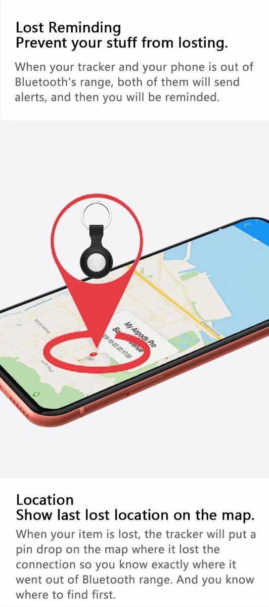 Mini GPS Tracker Bluetooth 4.0 Smart Locator Anti Smarrimento Design Compatto e Leggero Localizzazione in Tempo Reale Sicurezza Personale App iSearching Connettività Bluetooth