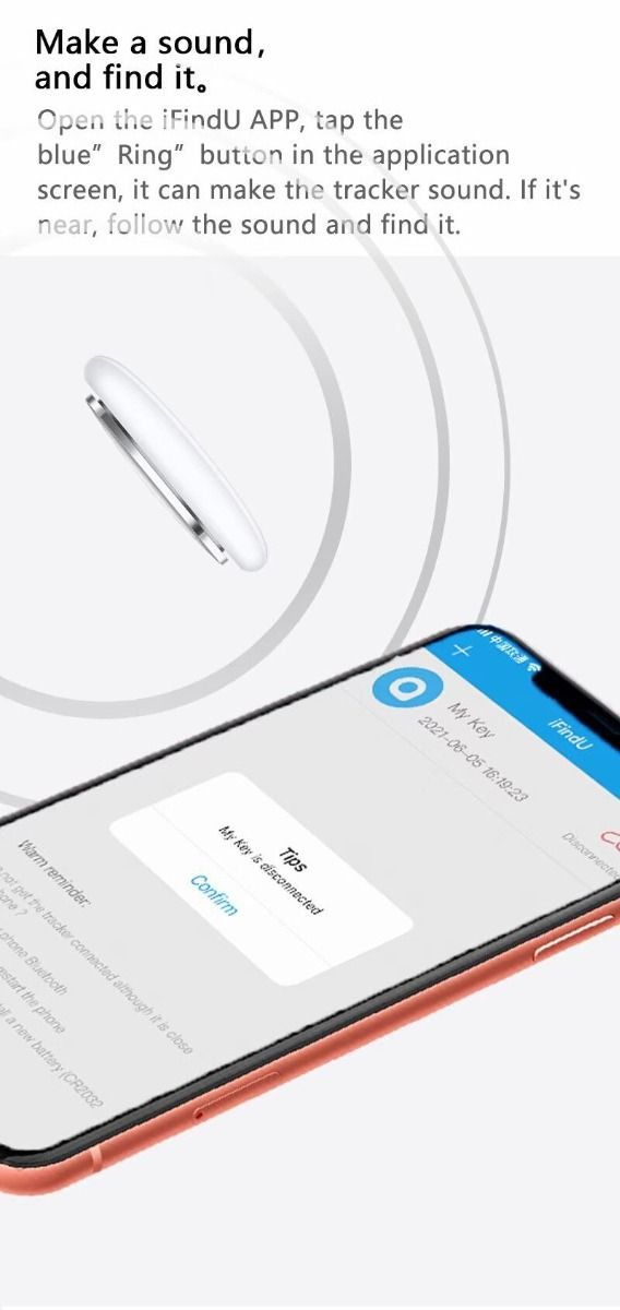 Mini GPS Tracker Bluetooth 4.0 Smart Locator Anti Smarrimento Design Compatto e Leggero Localizzazione in Tempo Reale Sicurezza Personale App iSearching Connettività Bluetooth