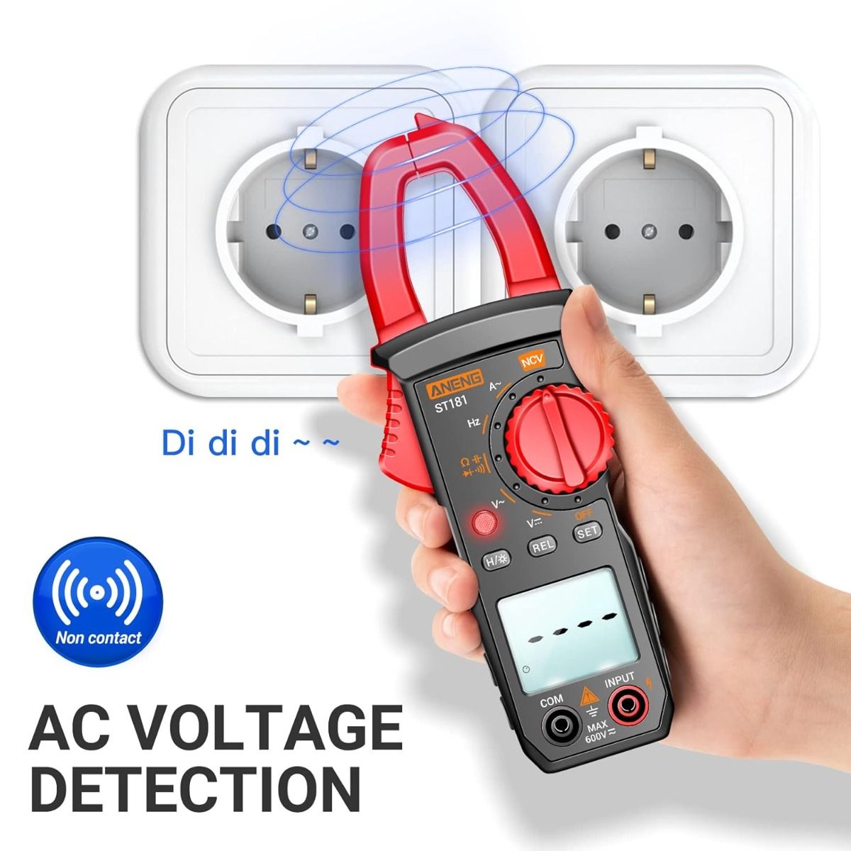ANENG ST180 Pinza Amperometrica Digitale Multimetro Tester 4000 Conteggi con NCV Amp Ohm Volt Misura Corrente AC, Tensione AC/DC, Capacità, Resistenza, Diodi, Continuità, Frequenza, Retroilluminazione, Strumenti per Elettricisti