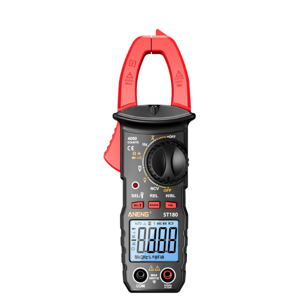 ANENG ST180 Pinza Amperometrica Digitale Multimetro Tester 4000 Conteggi con NCV Amp Ohm Volt Misura Corrente AC, Tensione AC/DC, Capacità, Resistenza, Diodi, Continuità, Frequenza, Retroilluminazione, Strumenti per Elettricisti