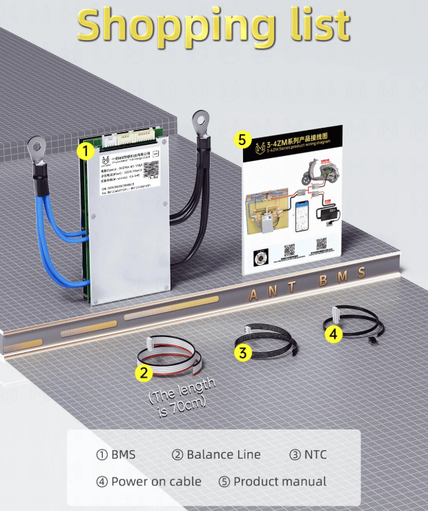ANT Smart BMS intelligente 4S-24S 48V per E-bike E-scooter Lifepo4 Li-ion Bluetooth.