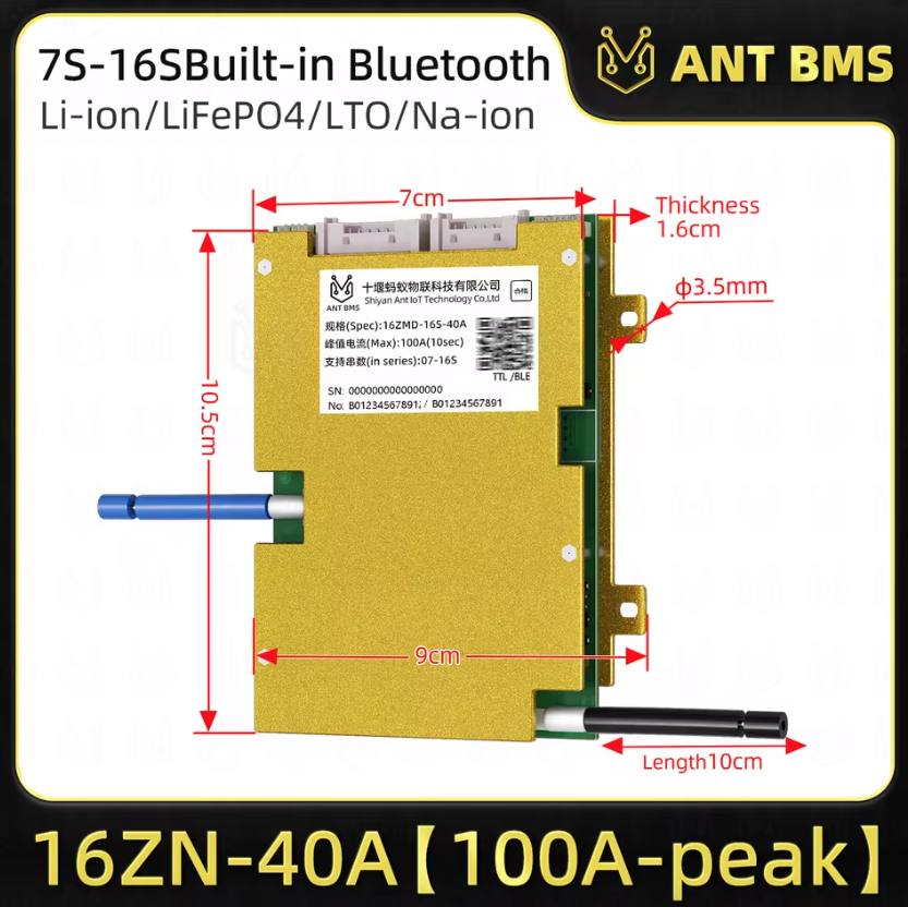 ANT Smart BMS intelligente 4S-24S 48V per E-bike E-scooter Lifepo4 Li-ion Bluetooth.