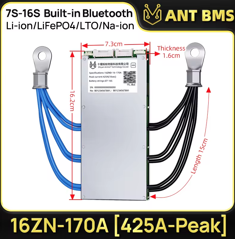 ANT Smart BMS intelligente 4S-24S 48V per E-bike E-scooter Lifepo4 Li-ion Bluetooth.