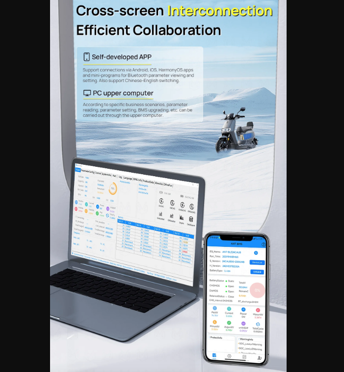 ANT Smart BMS intelligente 4S-24S 48V per E-bike E-scooter Lifepo4 Li-ion Bluetooth.