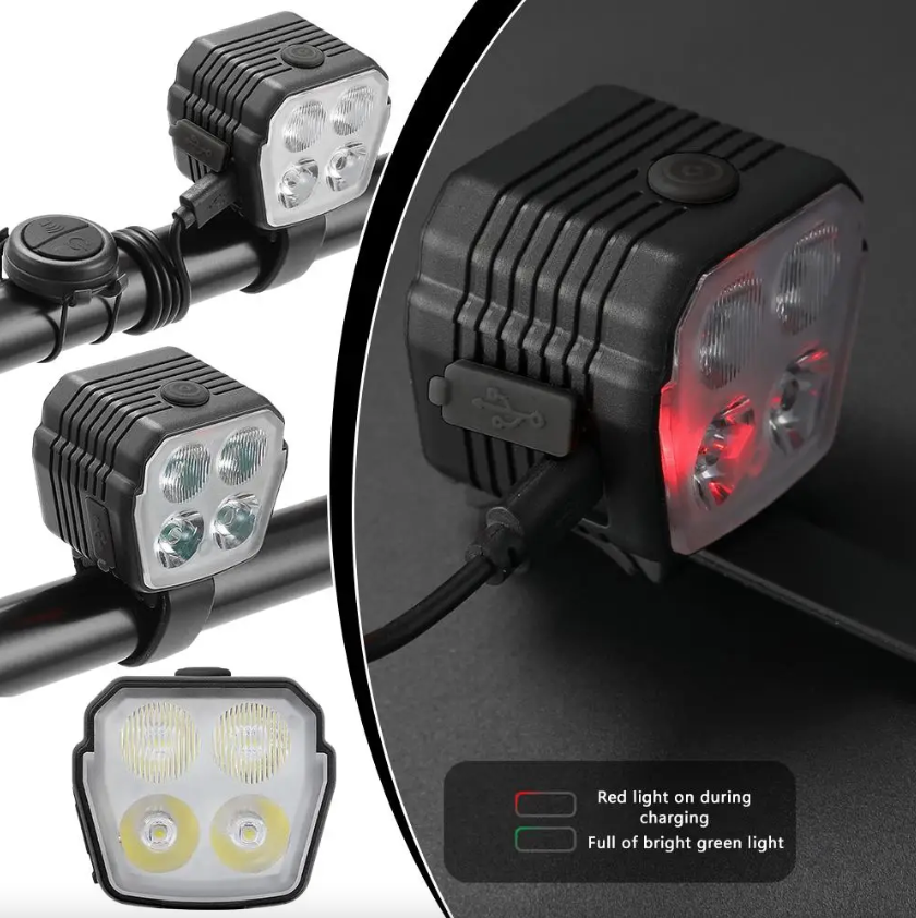 Faro e clacson per bicicletta 2 in 1 mtb luci vicino e lontano 2/4 lampade controllo a filo a perline campanello clacson accessori bicicletta