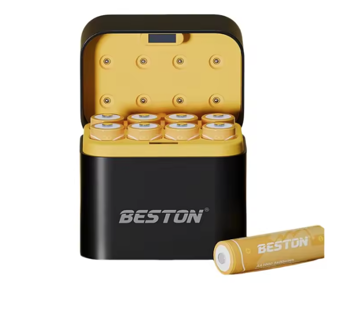 Beston Caricabatterie Smart per Batterie Ricaricabili AA 8 Slot con 1.5V Litio 3600mWh. Ricarica Rapida!