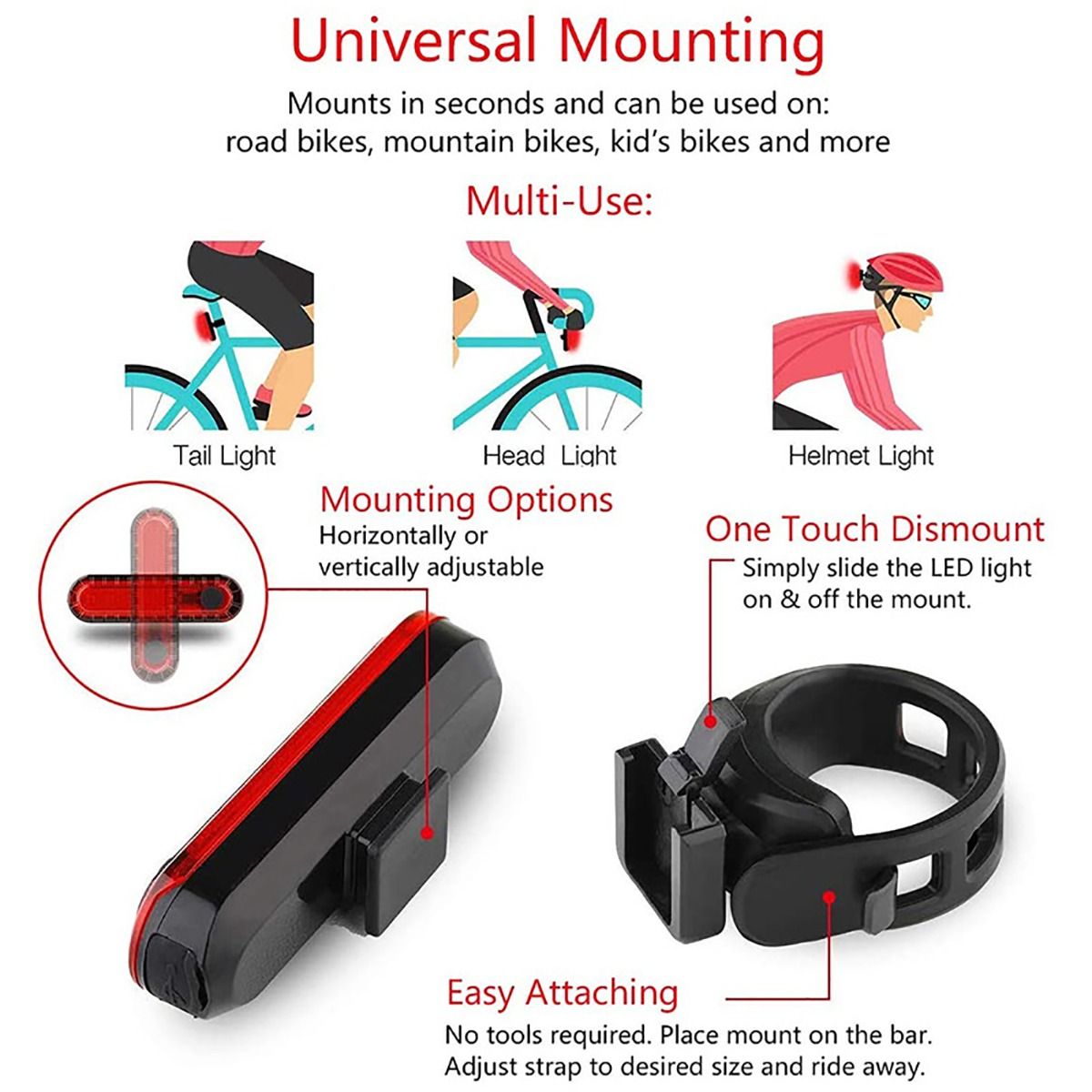 Luce posteriore per bicicletta ricaricabile via USB, ultraluminosa con tecnologia LED, design compatto per la sicurezza in bicicletta