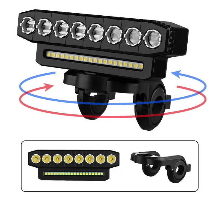 Luce anteriore per bicicletta ricaricabile via USB con clacson da ciclismo da 120dB e design impermeabile per pendolari urbani e ciclisti.