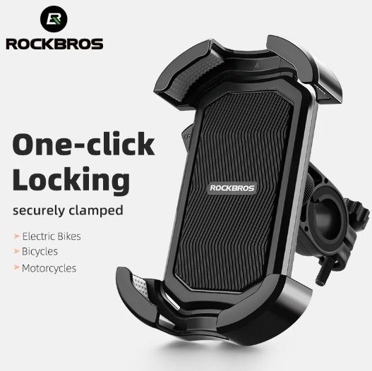 Supporto per telefono da bicicletta ROCKBROS, sicuro, rotazione a 360°, antivibrazione, per telefoni da 4.7 a 6.8 pollici, per bici ed e-bike da avventura.