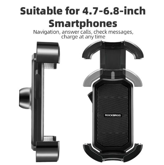 Supporto per telefono da bicicletta ROCKBROS, sicuro, rotazione a 360°, antivibrazione, per telefoni da 4.7 a 6.8 pollici, per bici ed e-bike da avventura.
