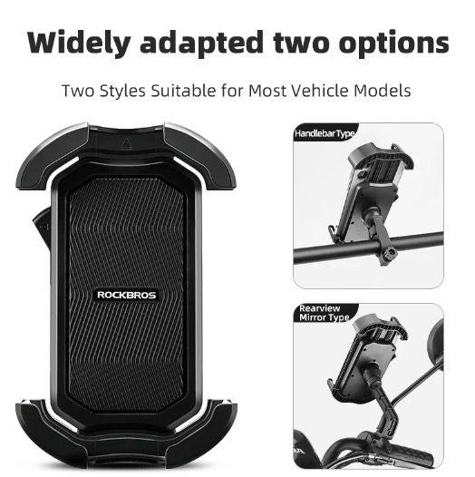Supporto per telefono da bicicletta ROCKBROS, sicuro, rotazione a 360°, antivibrazione, per telefoni da 4.7 a 6.8 pollici, per bici ed e-bike da avventura.