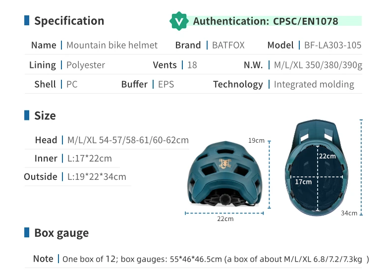 Casco bici BATFOX per mountain bike Tecnologia In-Mold regolabile comfort e sicurezza disponibile in colori vivaci per un look unico adatto a uomini e donne