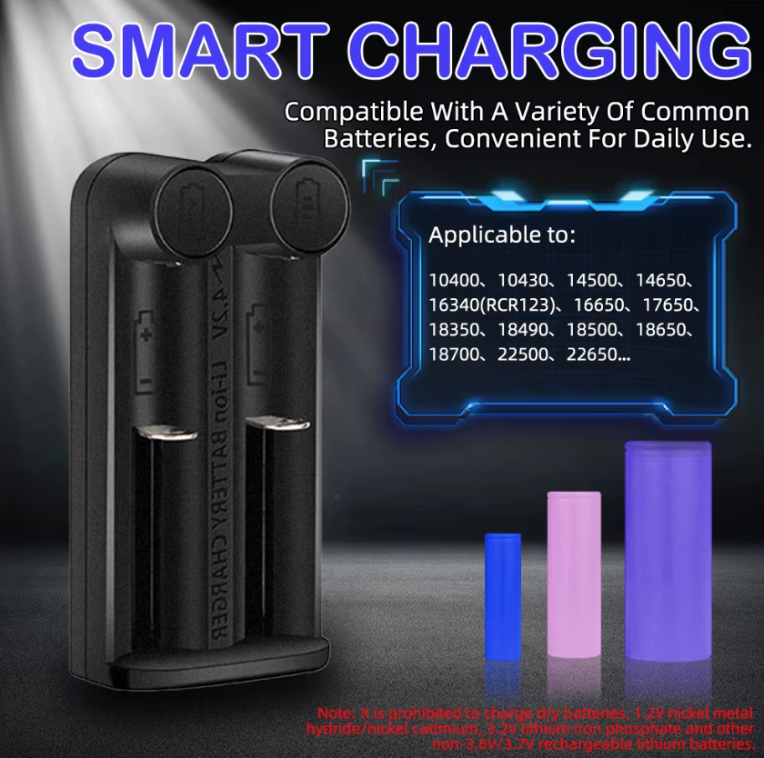 Nuovo caricabatterie 21700 per batterie al litio ricaricabili 18650 CR123A 14500 con tecnologia MCU intelligente e slot indipendenti funzioni di sicurezza e attivazione a 0 volt