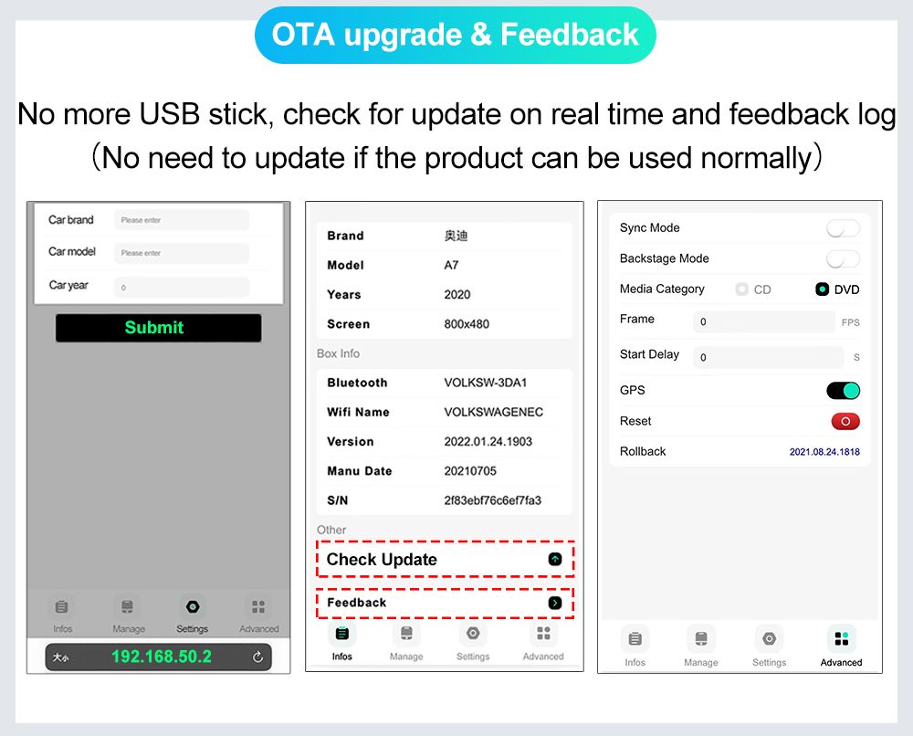 CarlinKit 4.0 Wireless CarPlay Box Adattatore Compatto per Auto con Aggiornamento CarPlay di Fabbrica Controllo al Volante Plug and Play per Audi VW Porsche e Kia