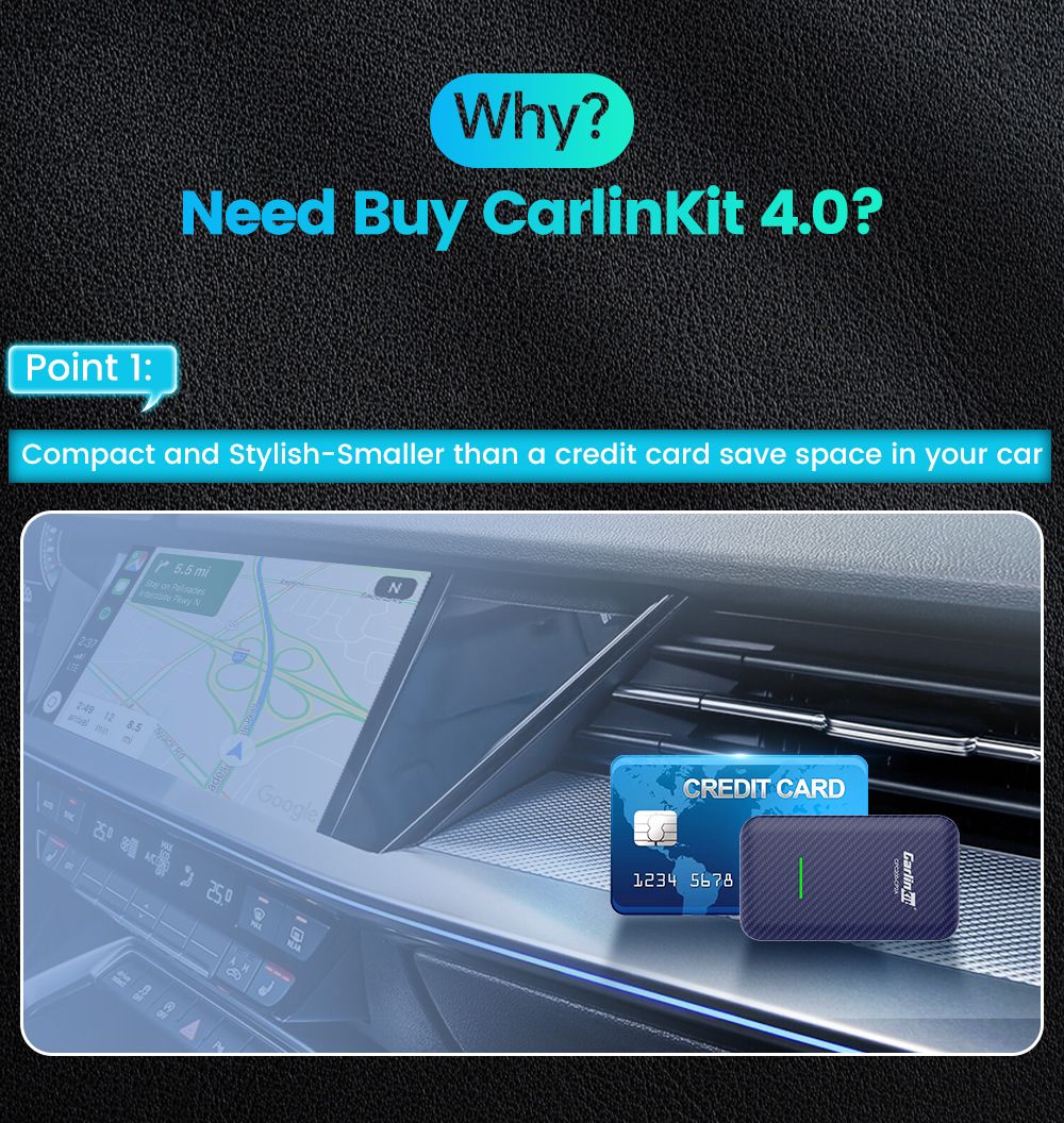 CarlinKit 4.0 Wireless CarPlay Box Adattatore Compatto per Auto con Aggiornamento CarPlay di Fabbrica Controllo al Volante Plug and Play per Audi VW Porsche e Kia