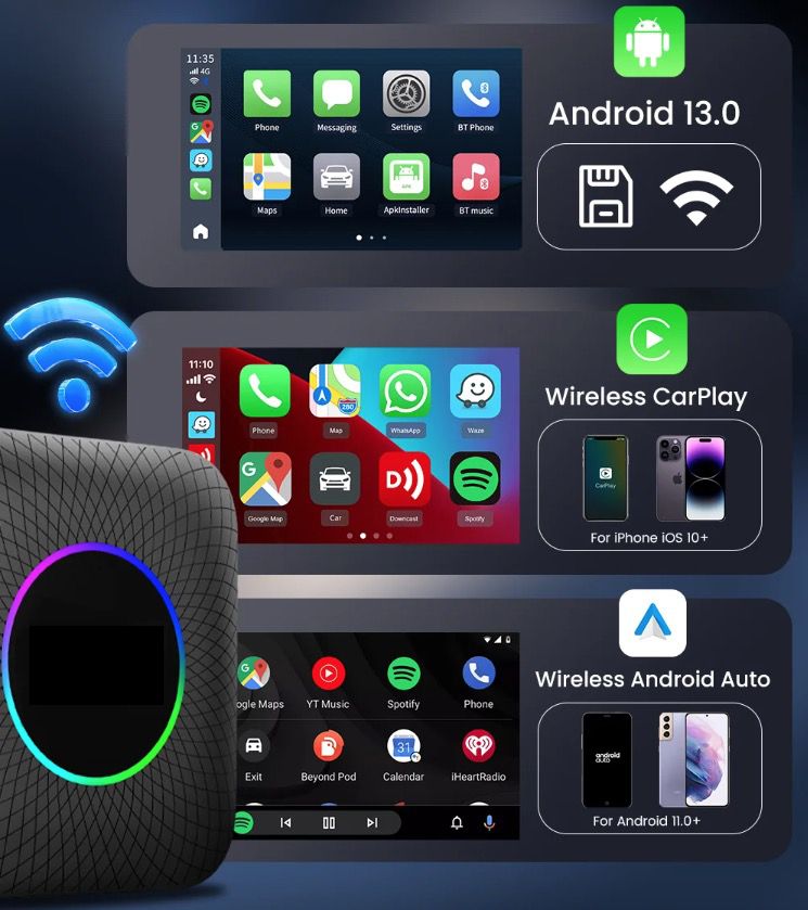 CarlinKit Smart TV Box con Android 13 da Cablato a Wireless CarPlay Ai Box YouTube Netflix Qualcomm 8-Cores