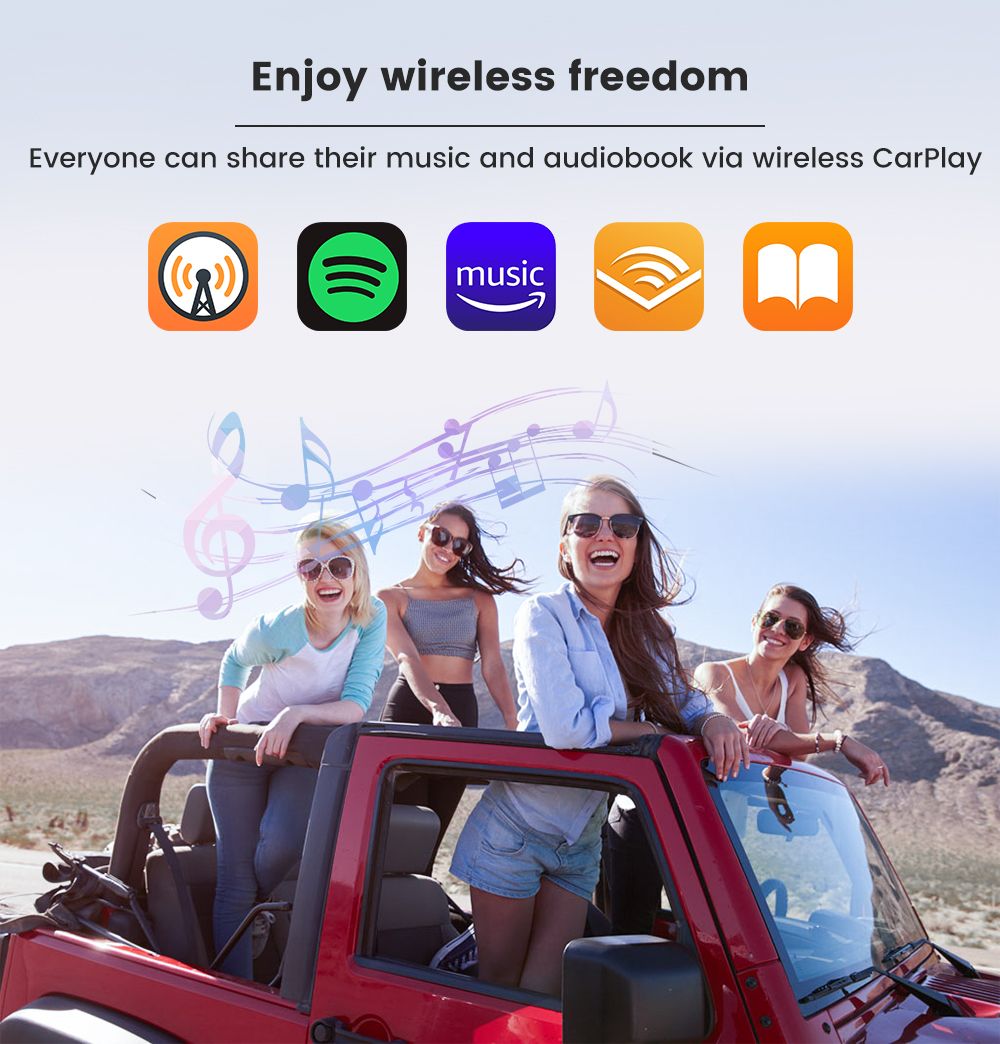 CarlinKit 4.0 Wireless CarPlay Box Adattatore Compatto per Auto con Aggiornamento CarPlay di Fabbrica Controllo al Volante Plug and Play per Audi VW Porsche e Kia