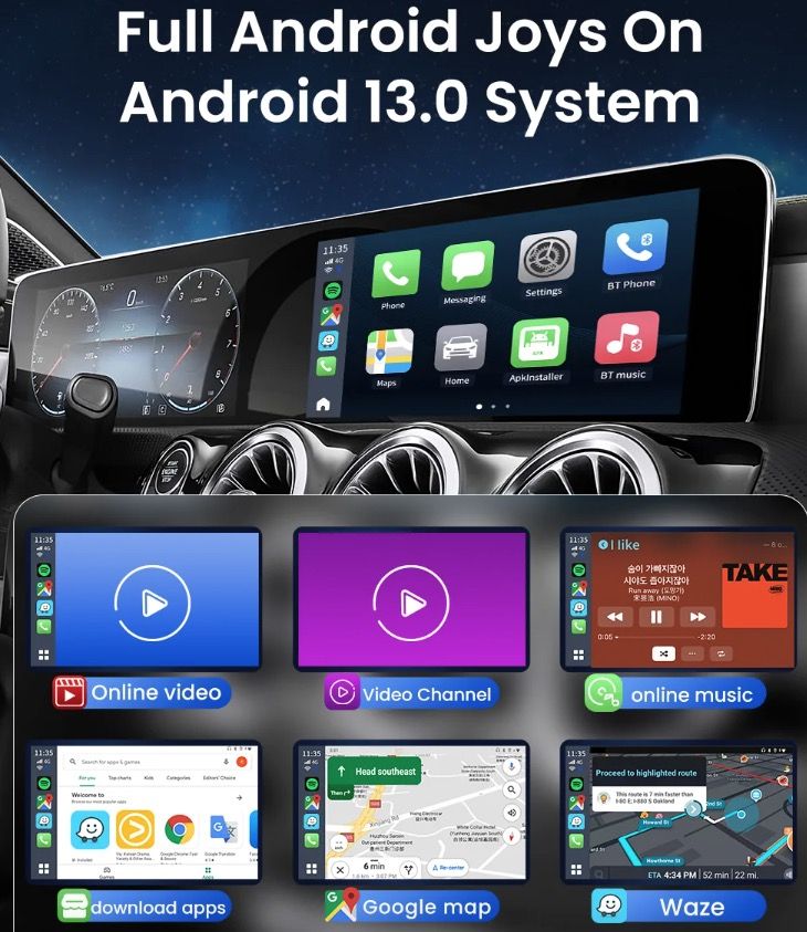 CarlinKit Smart TV Box con Android 13 da Cablato a Wireless CarPlay Ai Box YouTube Netflix Qualcomm 8-Cores