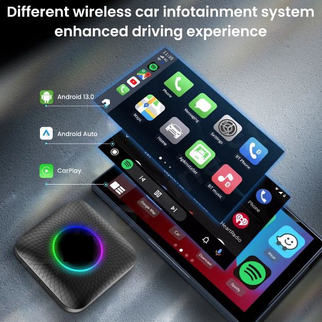 CarlinKit Smart TV Box con Android 13 da Cablato a Wireless CarPlay Ai Box YouTube Netflix Qualcomm 8-Cores
