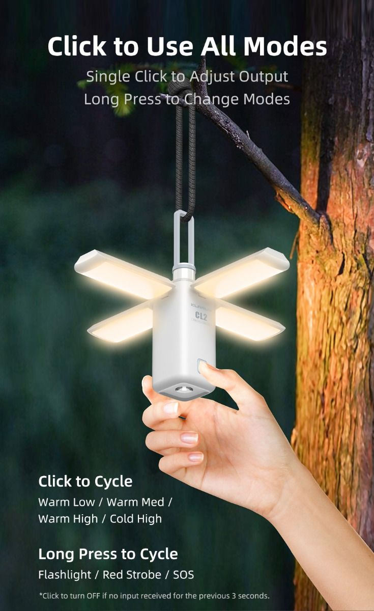 Klarus CL2 750 lumen lampada versatile per campeggio e casa luce d'ambiente con 7 modalità cura degli occhi lampadine a 90 gradi angolo regolabile illuminazione interna ed esterna