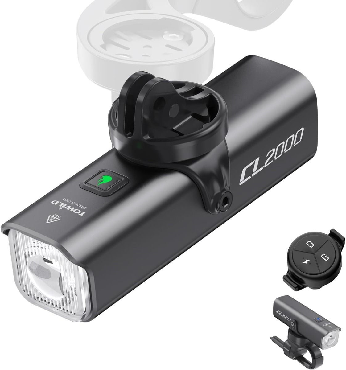 TOWILD CL2000 Luci per Bici per Guida Notturna, Faro per Bicicletta Super Luminoso 2000LM, Luce Anteriore Impermeabile per Mountain Bike, Ciclismo su Strada e Pendolarismo