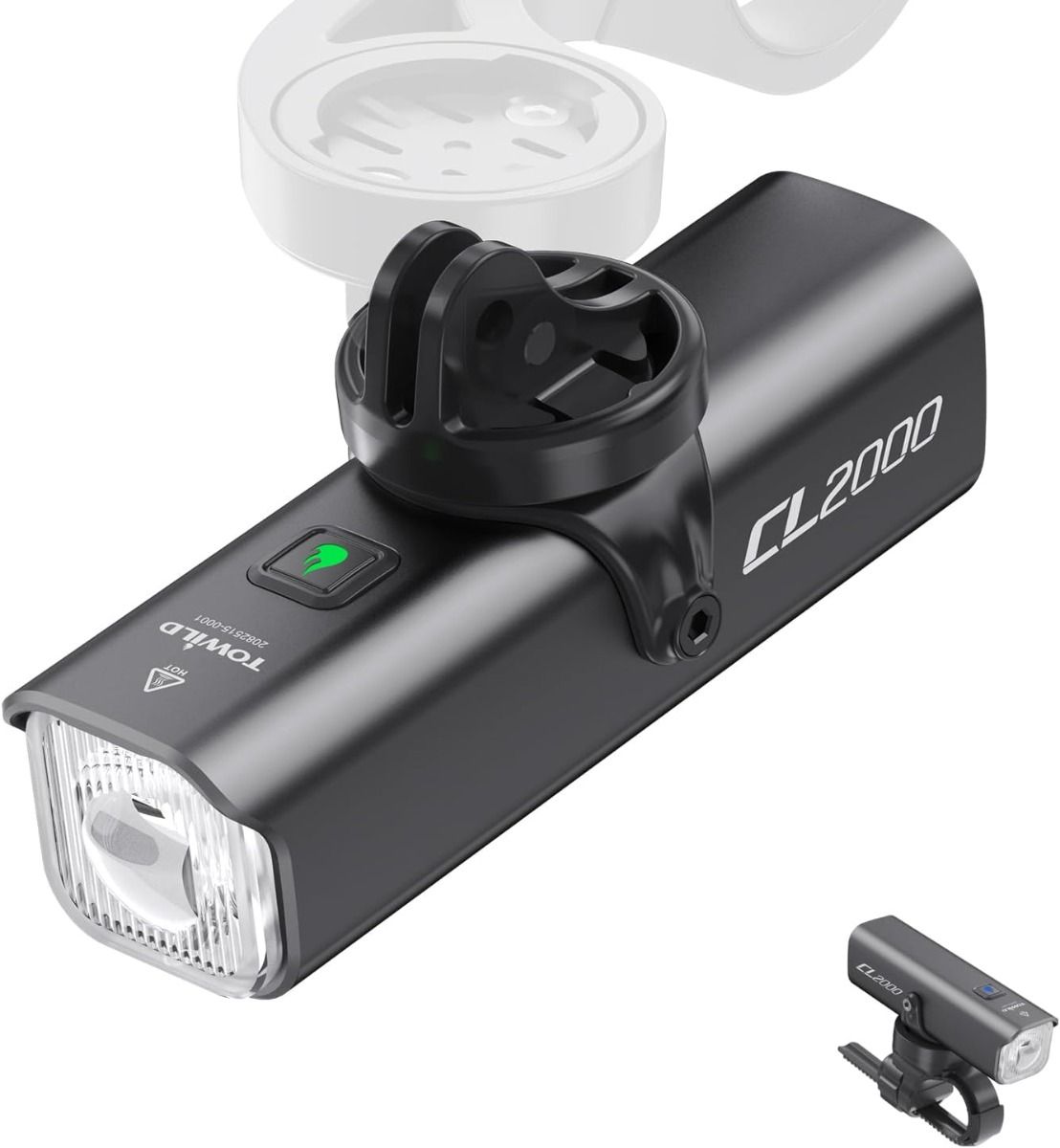 TOWILD CL2000 Luci per Bici per Guida Notturna, Faro per Bicicletta Super Luminoso 2000LM, Luce Anteriore Impermeabile per Mountain Bike, Ciclismo su Strada e Pendolarismo