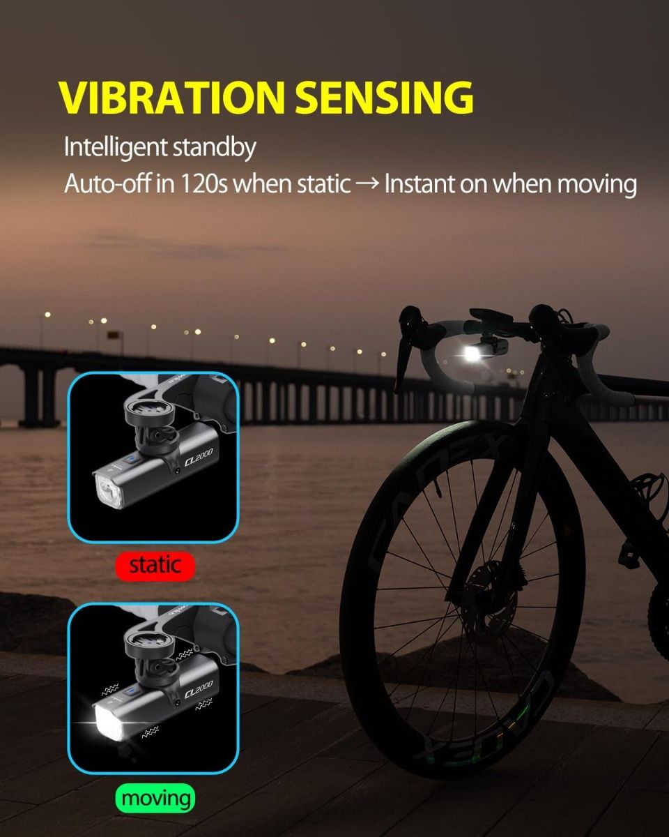 TOWILD CL2000 Luci per Bici per Guida Notturna, Faro per Bicicletta Super Luminoso 2000LM, Luce Anteriore Impermeabile per Mountain Bike, Ciclismo su Strada e Pendolarismo