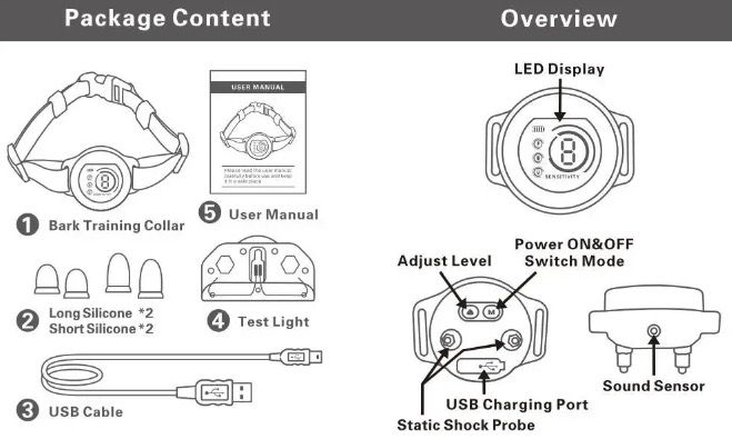 Collare cane ricaricabile con riconoscimento abbaio intelligente addestramento cane confortevole controllo abbaio cane efficace algoritmo avanzato abbaio ambiente silenzioso per cani