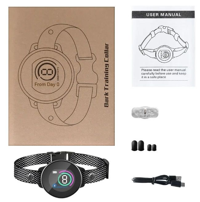 Collare cane ricaricabile con riconoscimento abbaio intelligente addestramento cane confortevole controllo abbaio cane efficace algoritmo avanzato abbaio ambiente silenzioso per cani