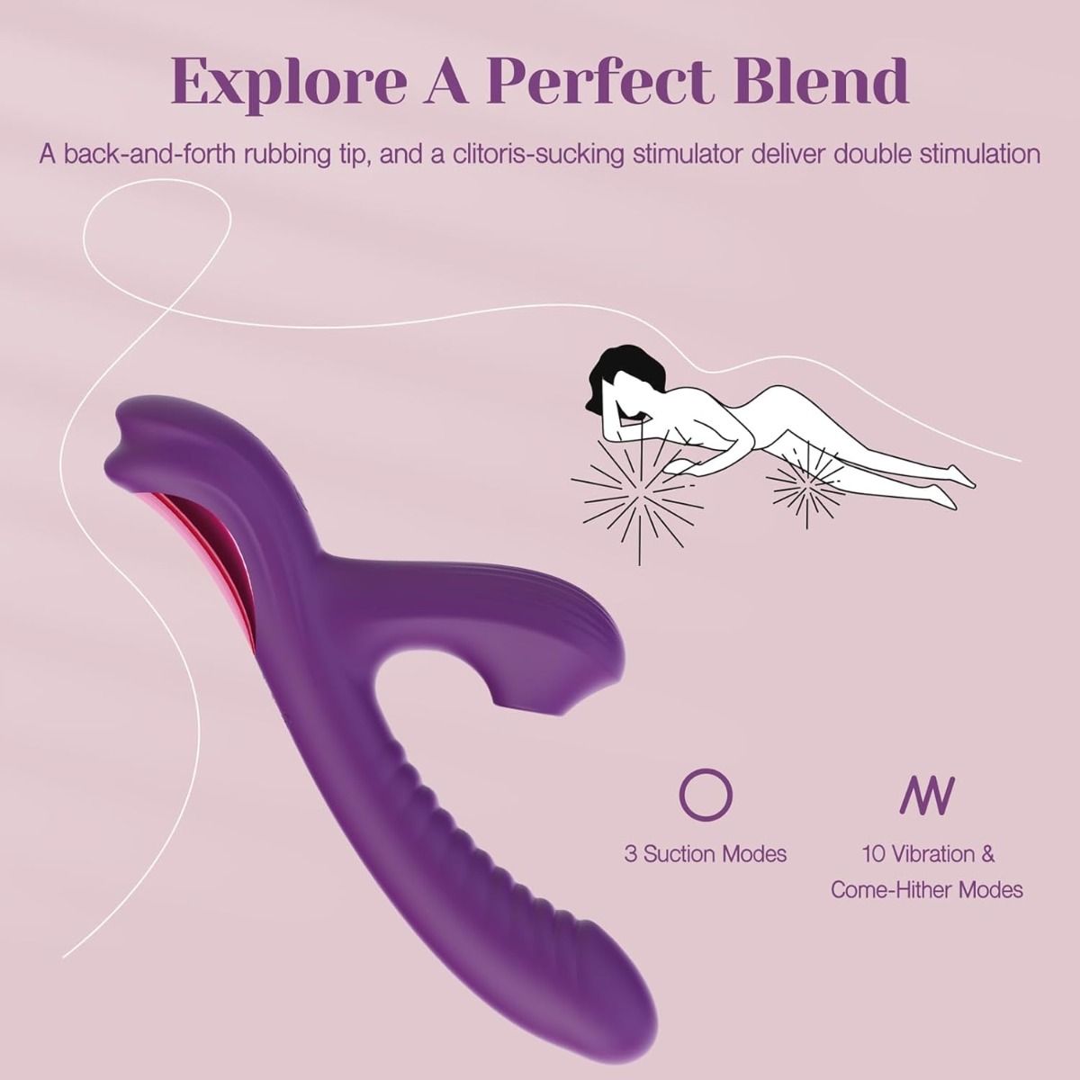 Sucking Vibrator Finger Massager for Clitoral and G-Spot, 3 Suction + 10 Vibration Modes