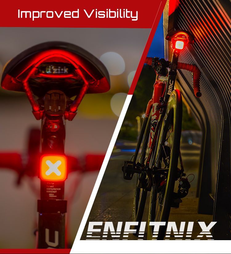 Enfitnix Cubelite III Luce Posteriore Intelligente Ultra Luminosa Luce Posteriore per Bicicletta Ricarica USB Sicurezza Ciclismo 30 Lumen