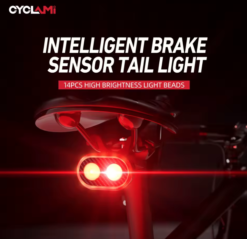 CYCLAMI CY200 Smart Brake Sensing Fanale Posteriore LED per Bicicletta, Luce di Coda per Pedalate Notturne Sicure e Ciclismo Urbano