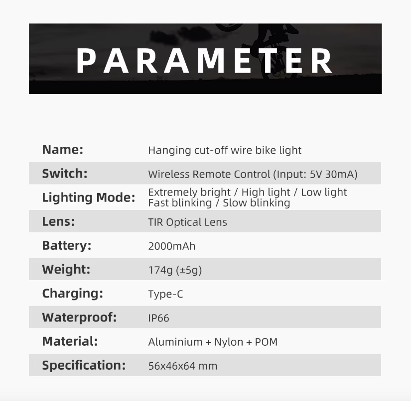 Faro Anteriore Wireless con Cavo Staccabile a Sospensione 1600LM per Sicurezza in Bicicletta - Alta Luminosità, Durevole, Fari Anteriori per Bici