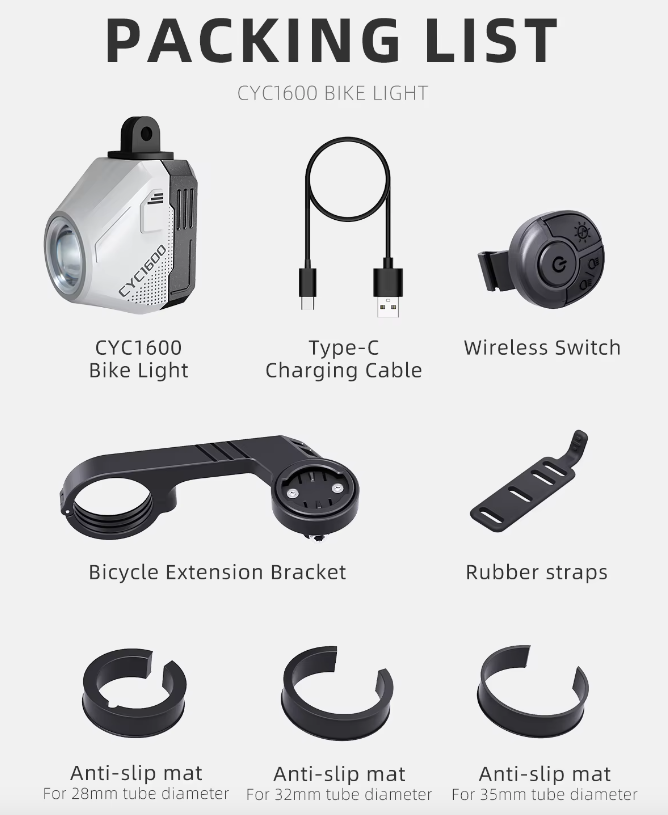 Faro Anteriore Wireless con Cavo Staccabile a Sospensione 1600LM per Sicurezza in Bicicletta - Alta Luminosità, Durevole, Fari Anteriori per Bici