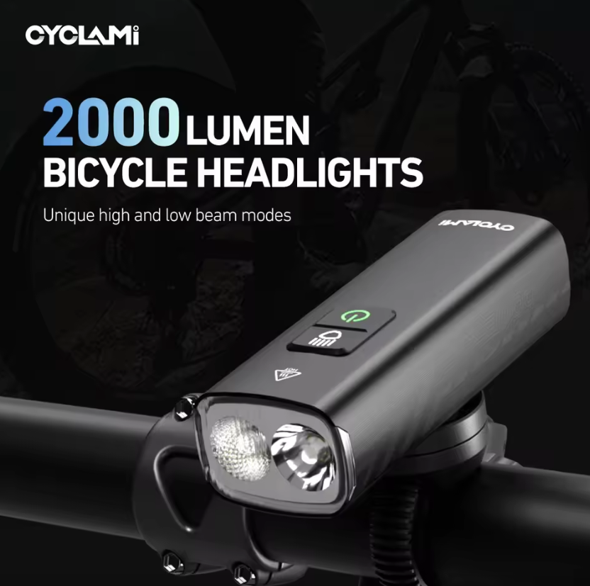 CYCLAMI Faro per Bici BR2000 Luce Anteriore per Bicicletta Tipo-C MTB Faretto Evidenziatore da Strada Manubrio Luci Ciclismo