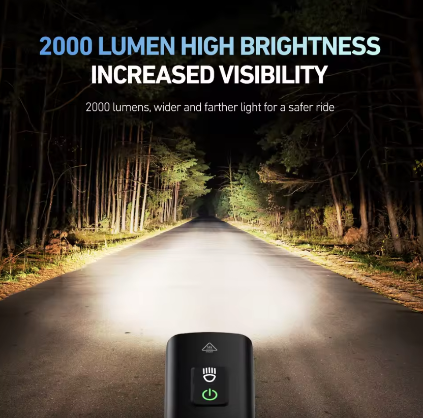 CYCLAMI Faro per Bici BR2000 Luce Anteriore per Bicicletta Tipo-C MTB Faretto Evidenziatore da Strada Manubrio Luci Ciclismo